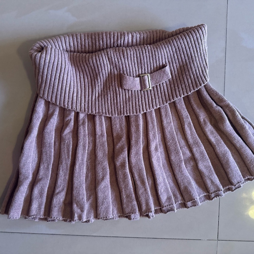 Source Unknown Ribbed Knit Skater Skirt - Soft Pink